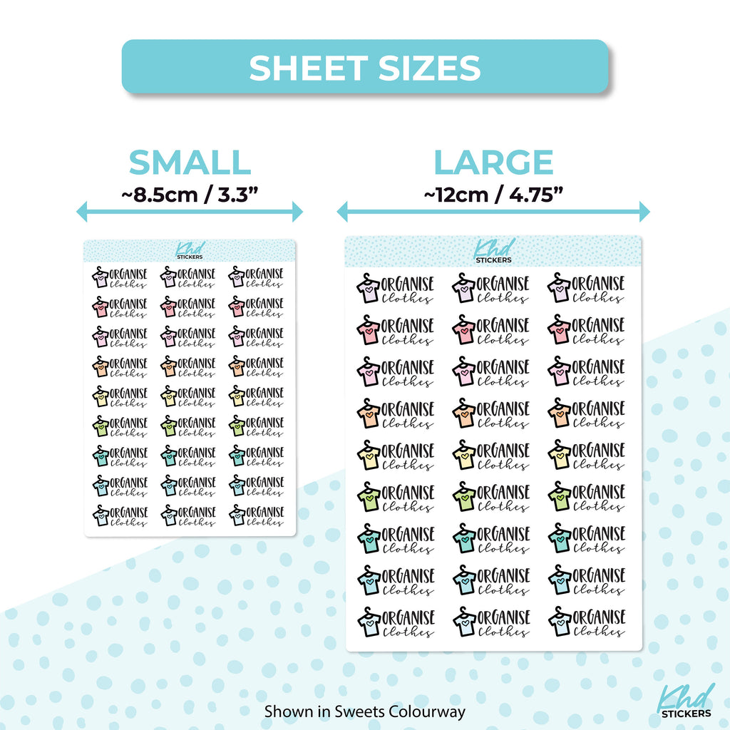 Organise Clothes Clothes , Planner Stickers, Removable