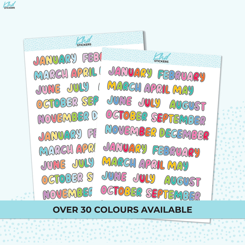 Months of the Year Stickers, Planner Stickers, Removable