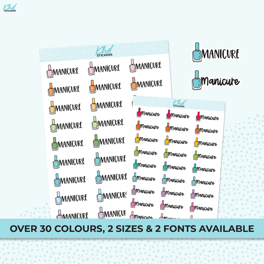 Manicure Planner Stickers, Colourful and bright, Removable