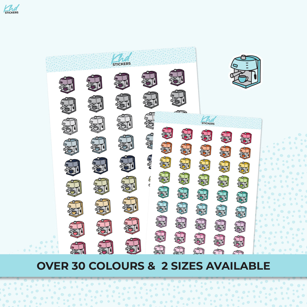 Coffee Machine Planner Stickers, Two Sizes, Removable