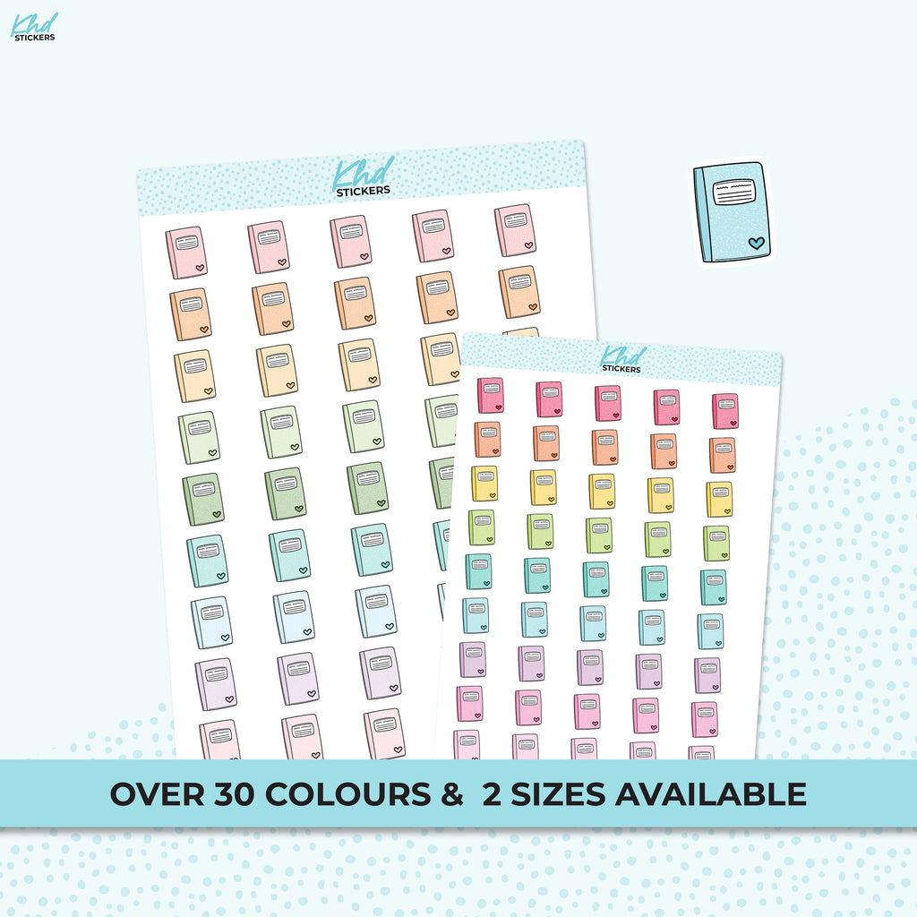 Composition Notebook Icon Stickers, Planner Stickers, Removable