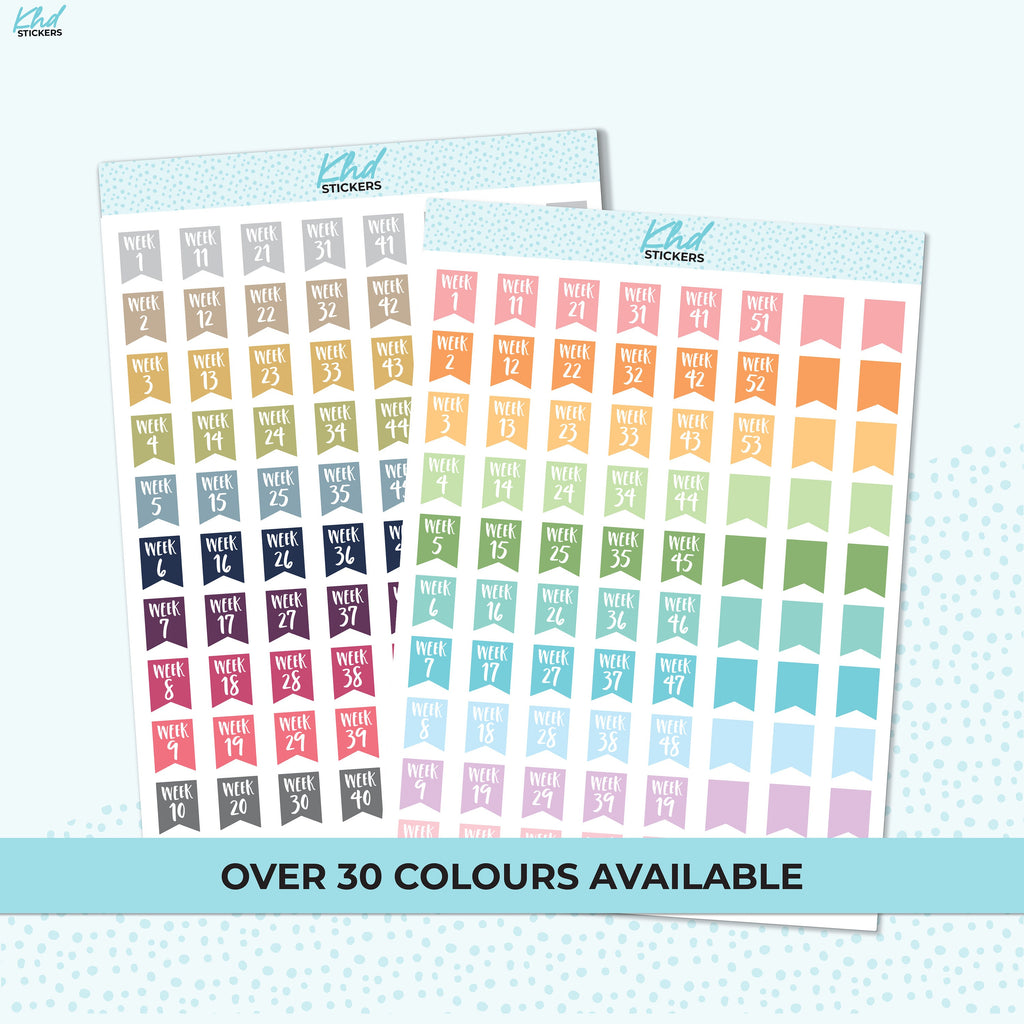 Weeks of The Year Stickers, Planner Stickers, Removable