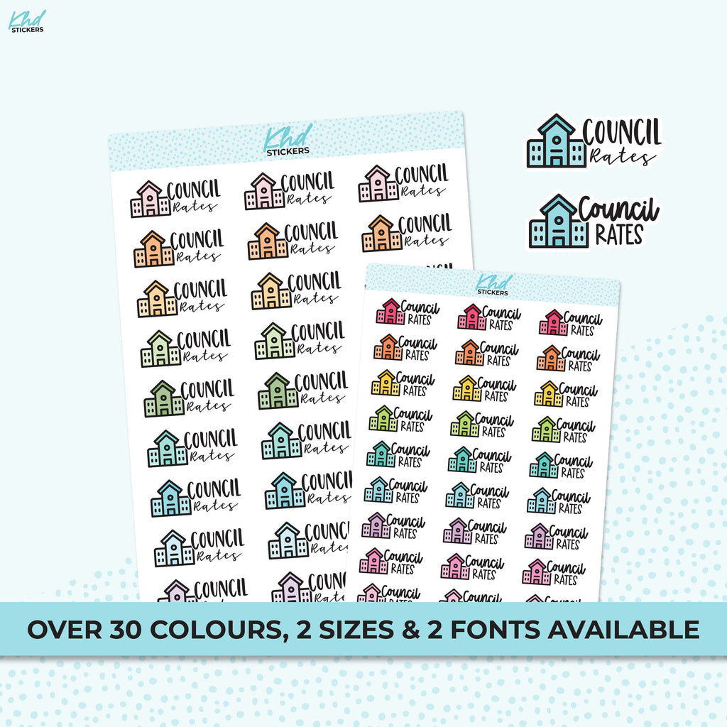 Council Rates Stickers, Planner Stickers, Removable