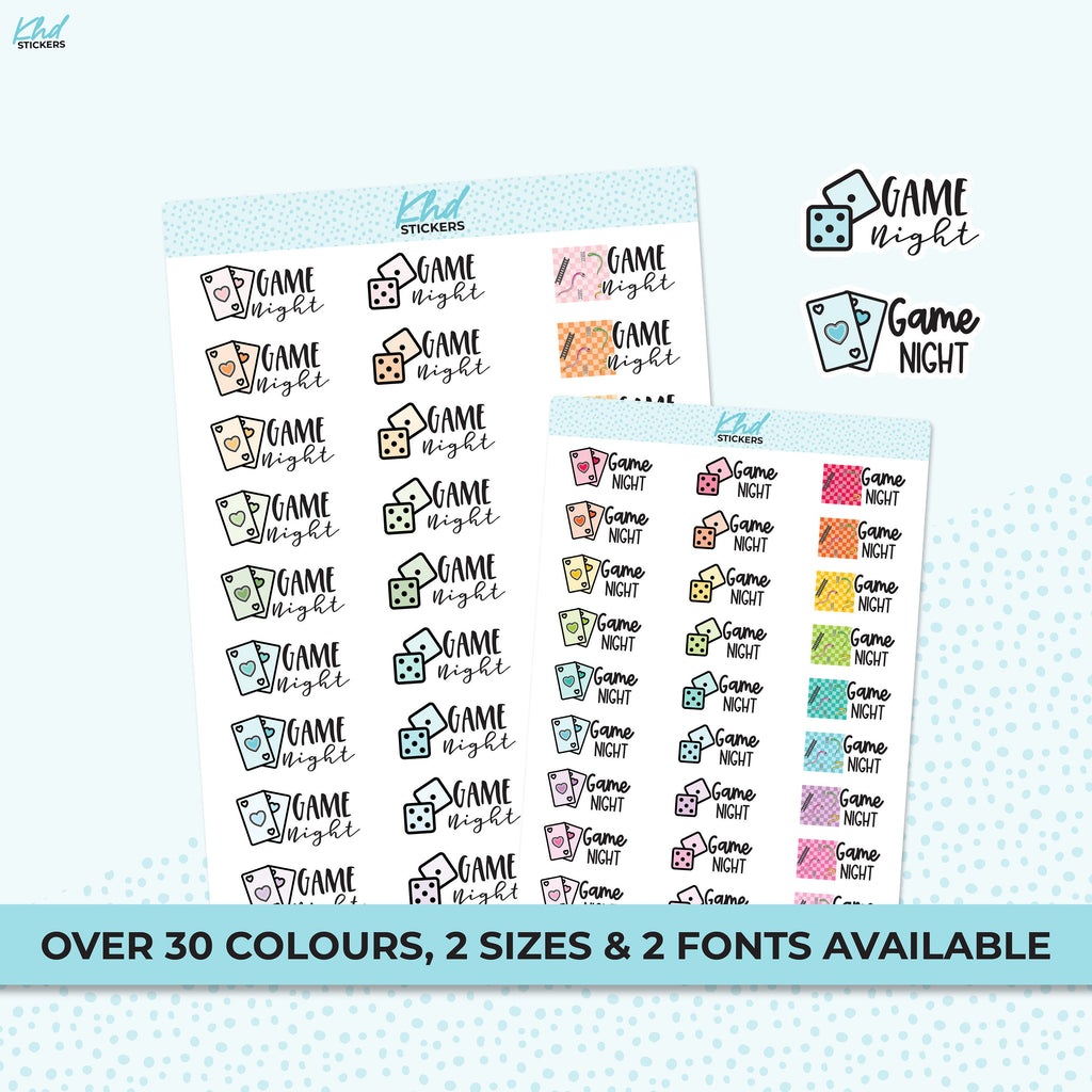 Game Night Stickers, Planner Stickers, Removable