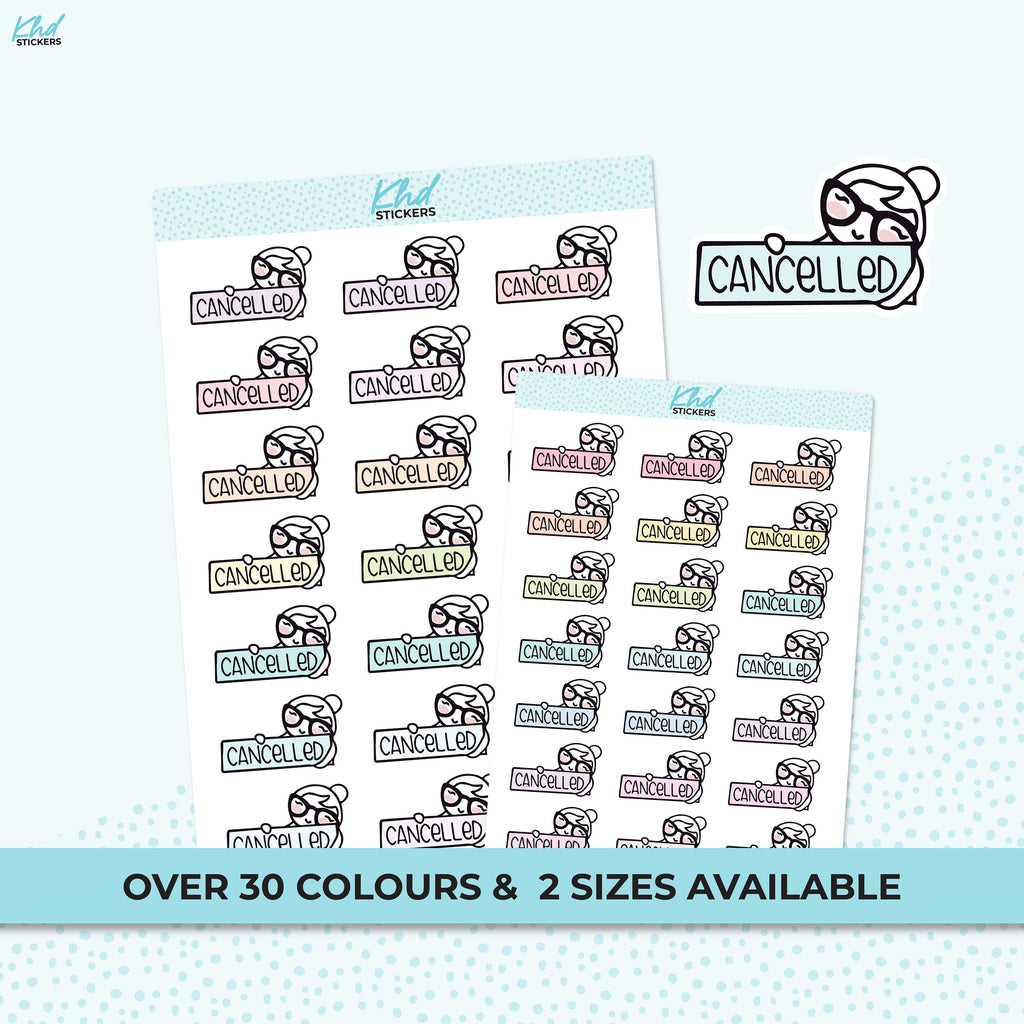 Cancelled Planner Girl Stickers, Planner Stickers, Removable