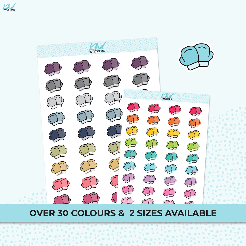 Boxing Glove Stickers, Planner StickersTwo Sizes and over 30 colour selections, Removable