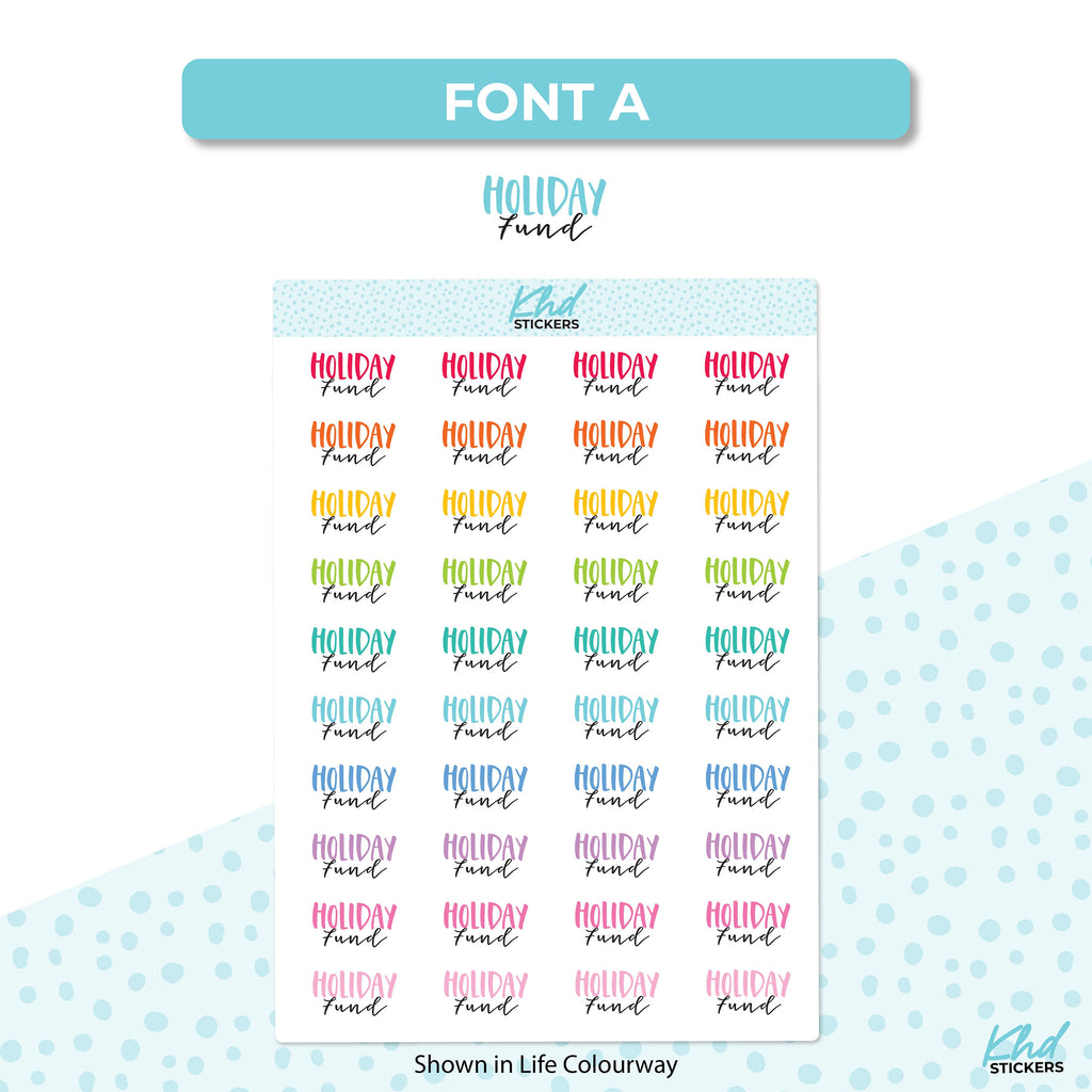 Holiday Fund Planner Stickers, Two size and font selections, Removable