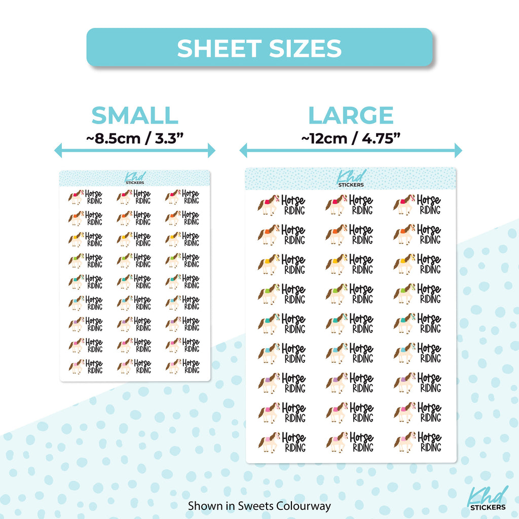 Horse Riding Planner Stickers, Two sizes and font options, Over 30 colours, Removable