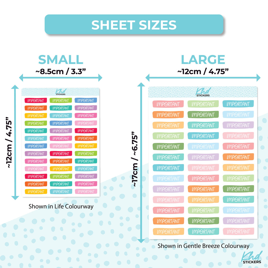 Important Banner Stickers, Planner Stickers, Two Sizes, Removable