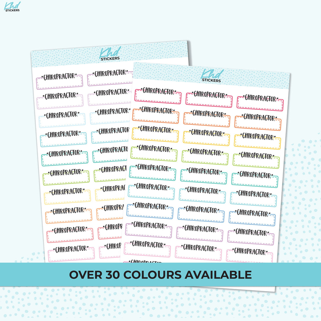 Chiropractor Appointment Stickers, Planner Stickers, Removable