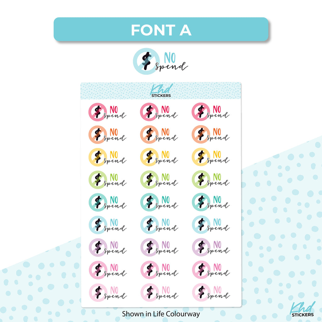 No Spend Stickers, Planner Stickers, Removable