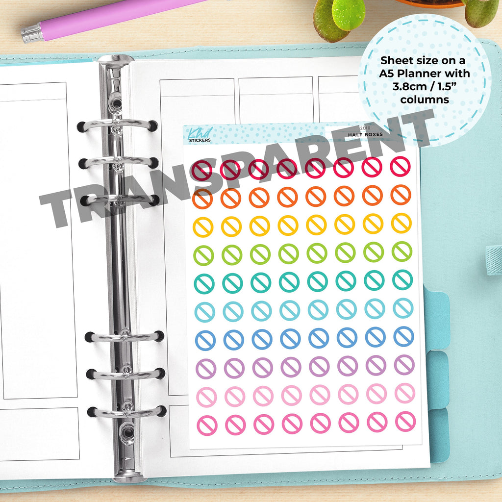 TRANSPARENT No Cancelled Stickers,  1.2cm, or 1/2"  Clear Planner Stickers, Small, Planner Stickers, Removable