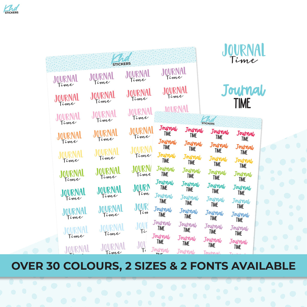 Journal Time Stickers, Planner Stickers, Two Sizes and Font Options, Removable