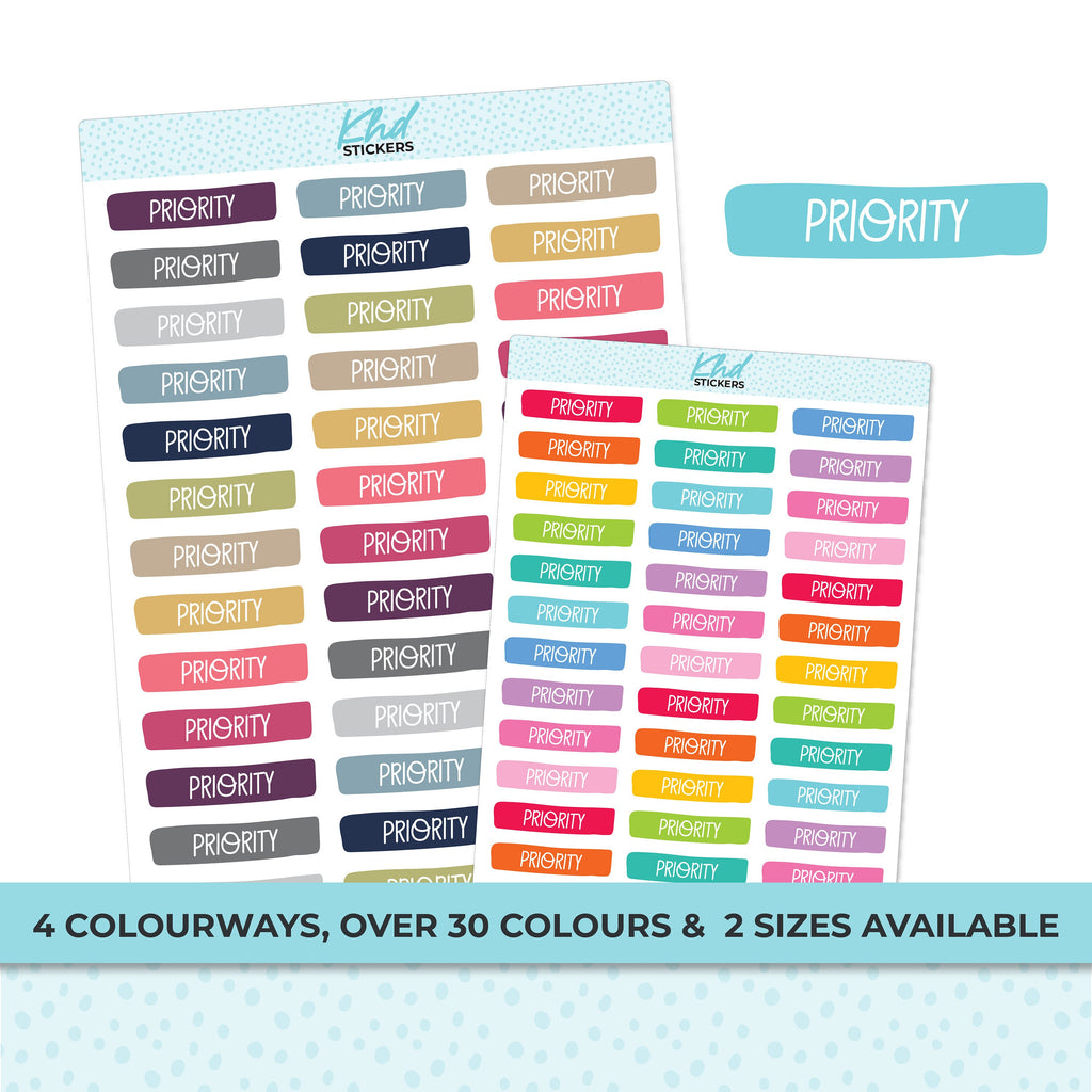 Priority Banner Stickers, Planner Stickers, Two Sizes, Removable