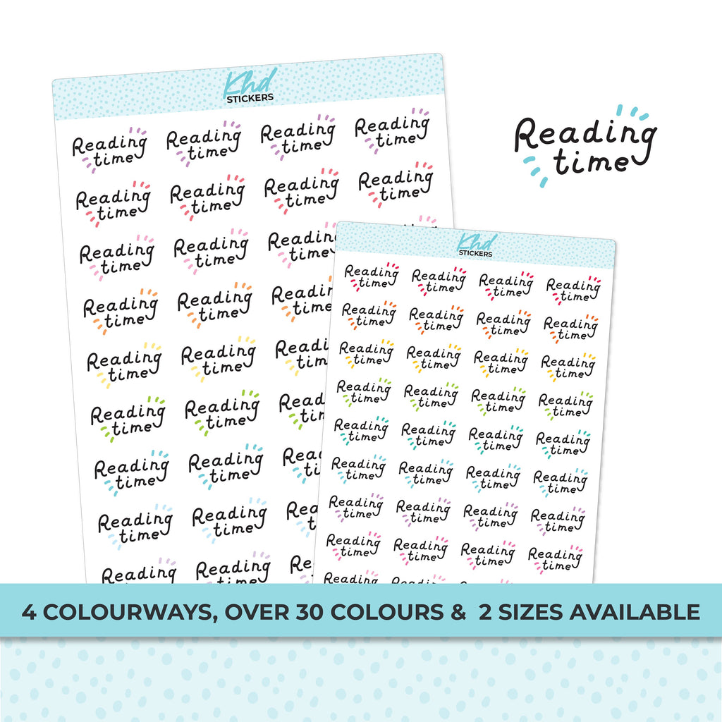 Reading Time Stickers, Planner Stickers, Two Sizes, Removable