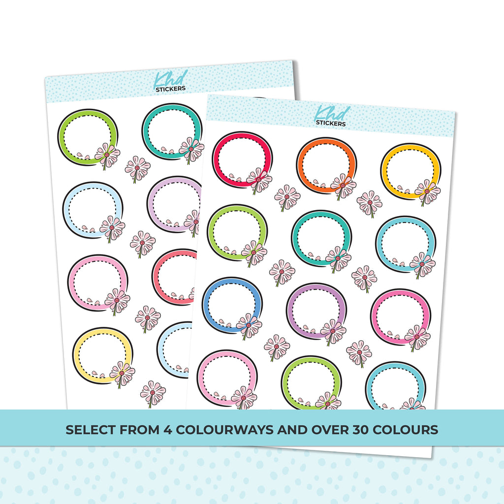 Doodle Circles Floral Appointment Stickers, Planner Stickers, Removable Vinyl