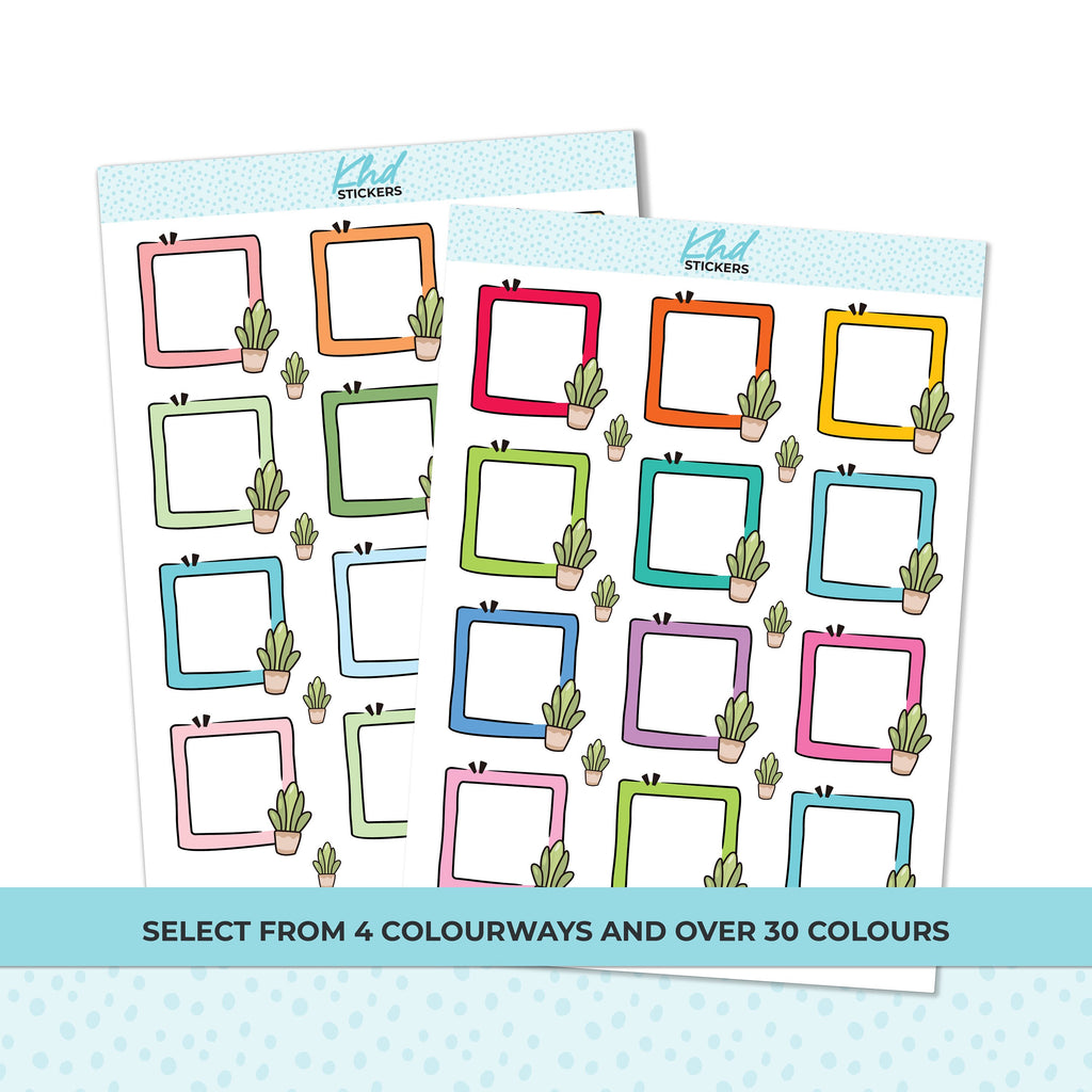 Cactus Doodle Square Appointment Stickers, Planner Stickers, Removable Vinyl