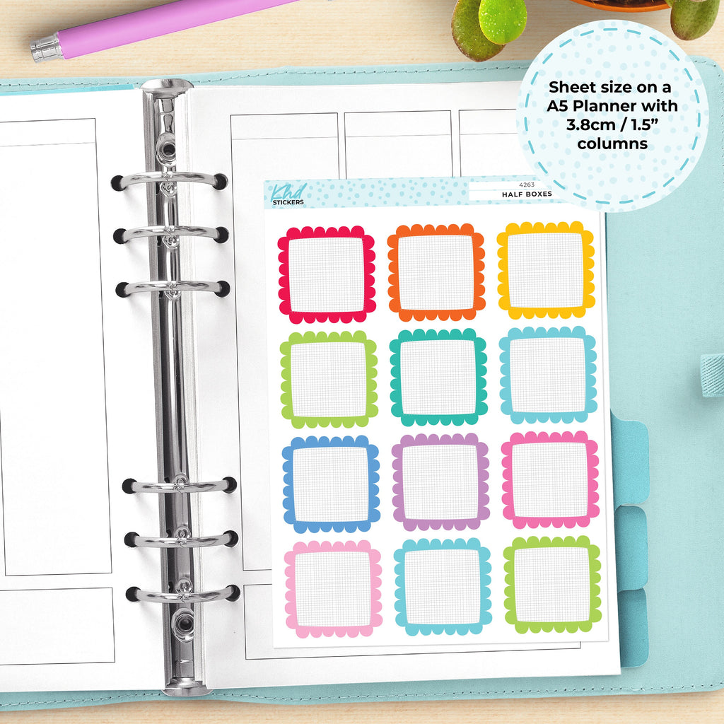 Large Doodle Boxes with Cross Hatch pattern, Boxes Functional Planner Stickers