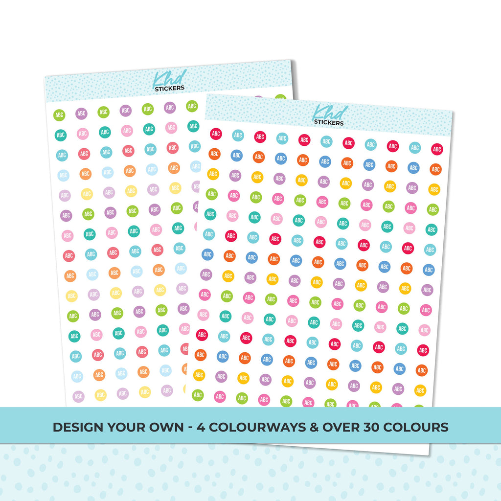 Design Your Own, Tiny Initial Stickers, Removable, Personalised Custom Planner Stickers
