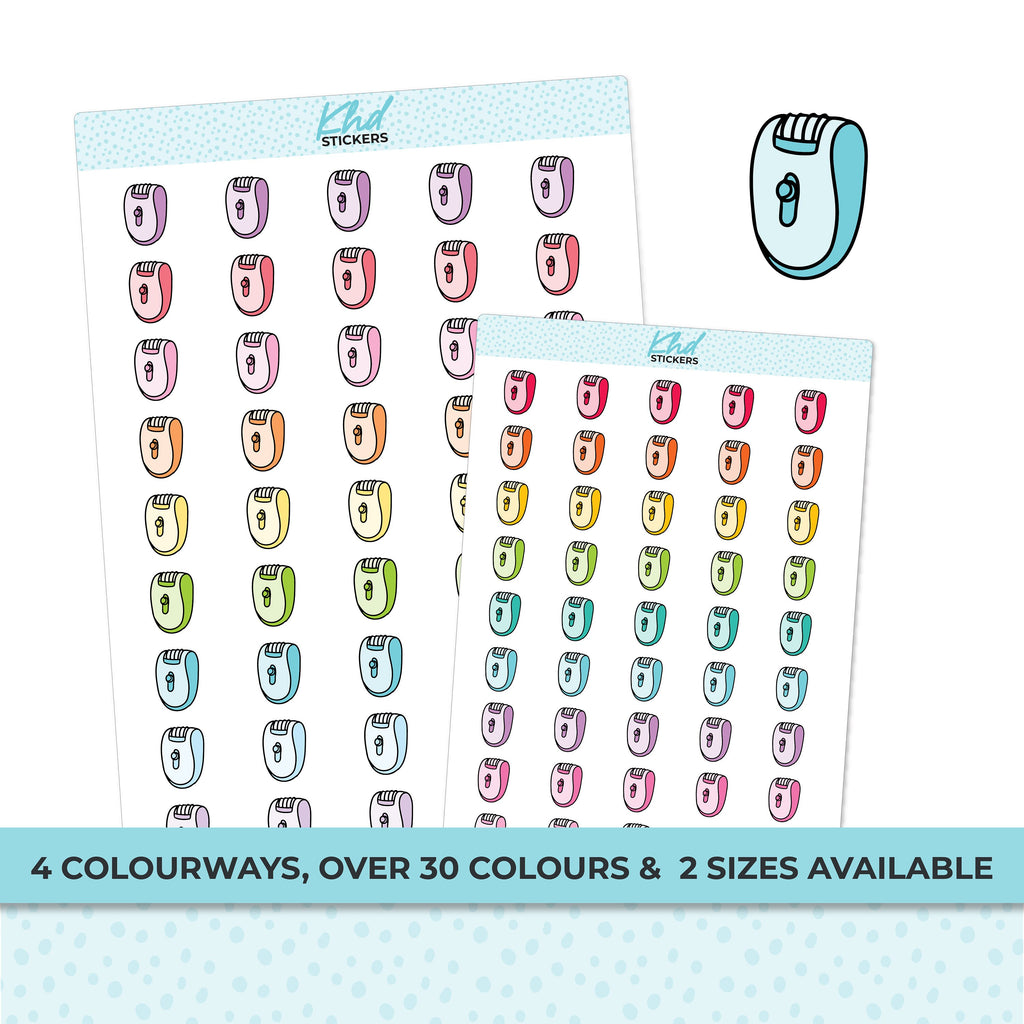 Epilator Planner Stickers, Two Sizes and over 30 colour selections, Removable