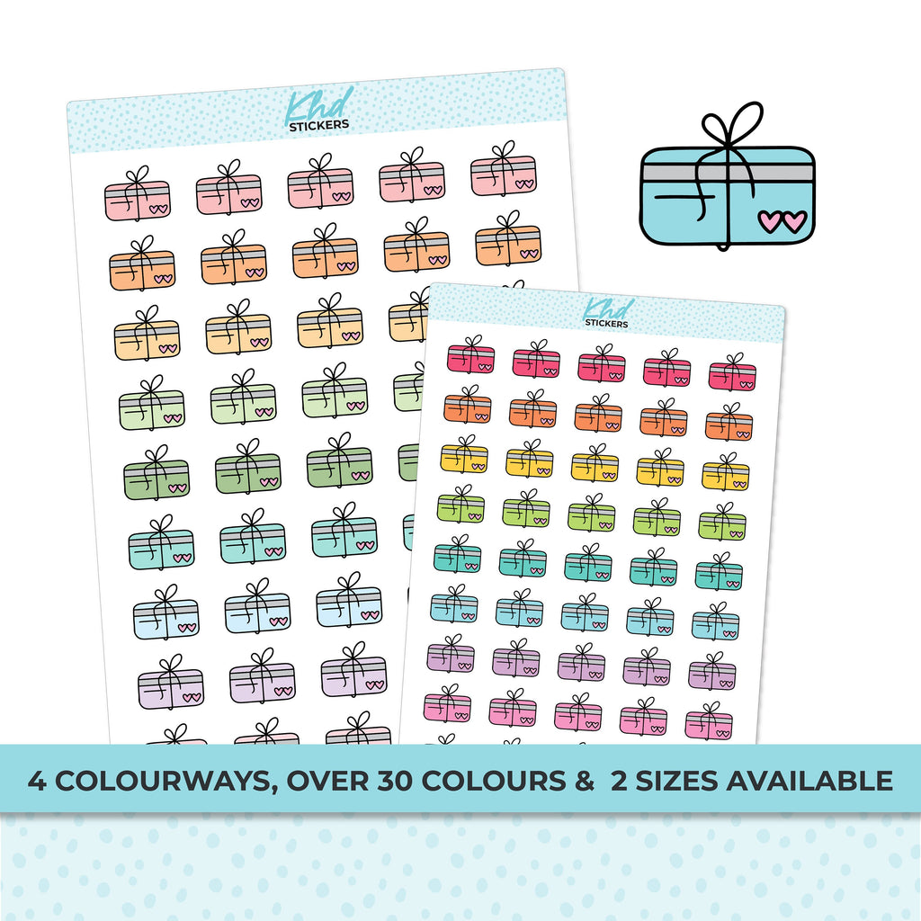 Gift Card Icon Stickers, Planner Stickers, 2 sizes and over 30 colours, Removable